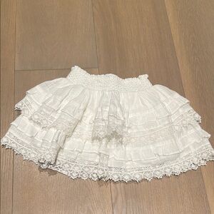 Love Shack Fancy girls White Lace Ruffle Skirt
